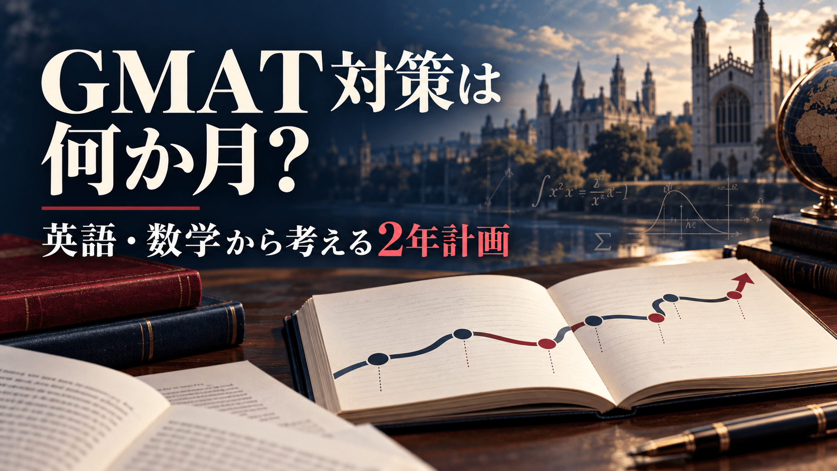 GMAT・英語試験と算数・数学の基礎から2年の学習計画を考える記事のアイキャッチ