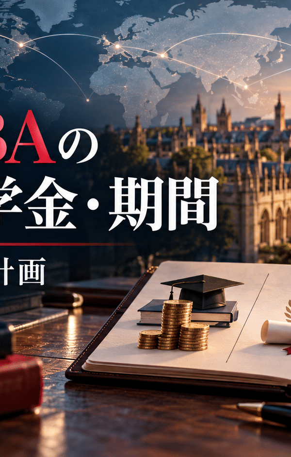 海外MBAの費用・奨学金・期間を比較するための資金計画を表現したアイキャッチ