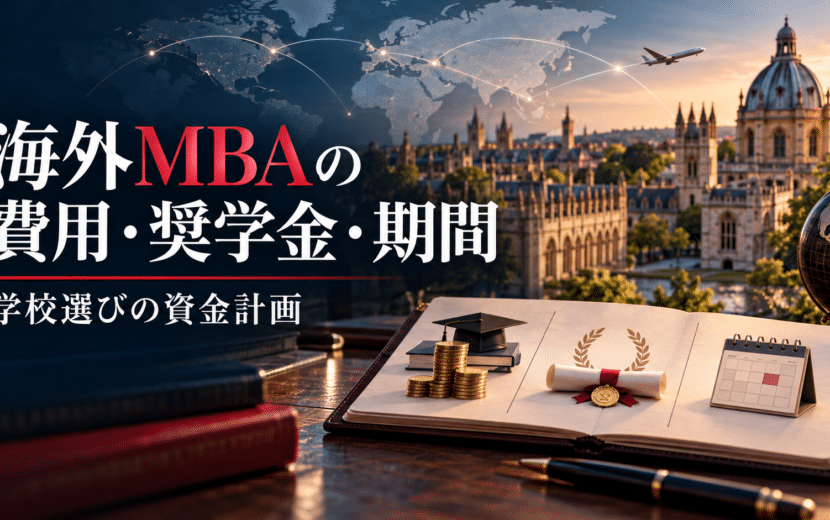 海外MBAの費用・奨学金・期間を比較するための資金計画を表現したアイキャッチ